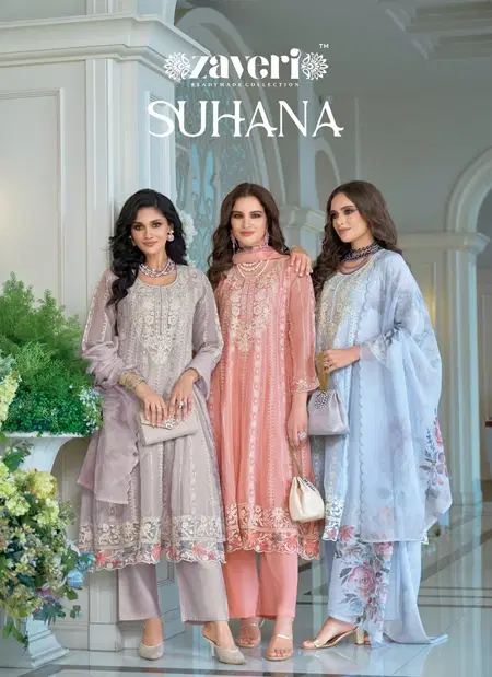 Suhana By Zaveri Organza Emboidery Kurti With Bottom Dupatta Wholesale Online

